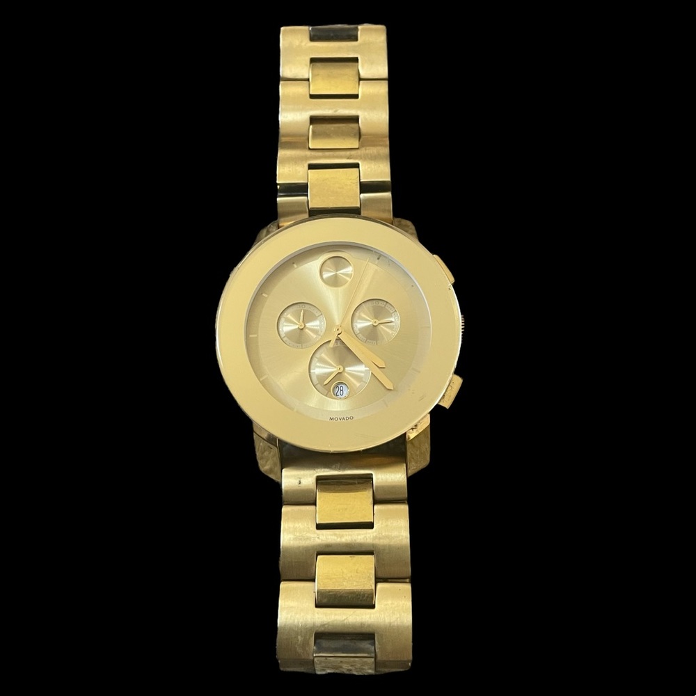 Men’s / unisex oversized Movado gold authentic watch NO BOX preowned